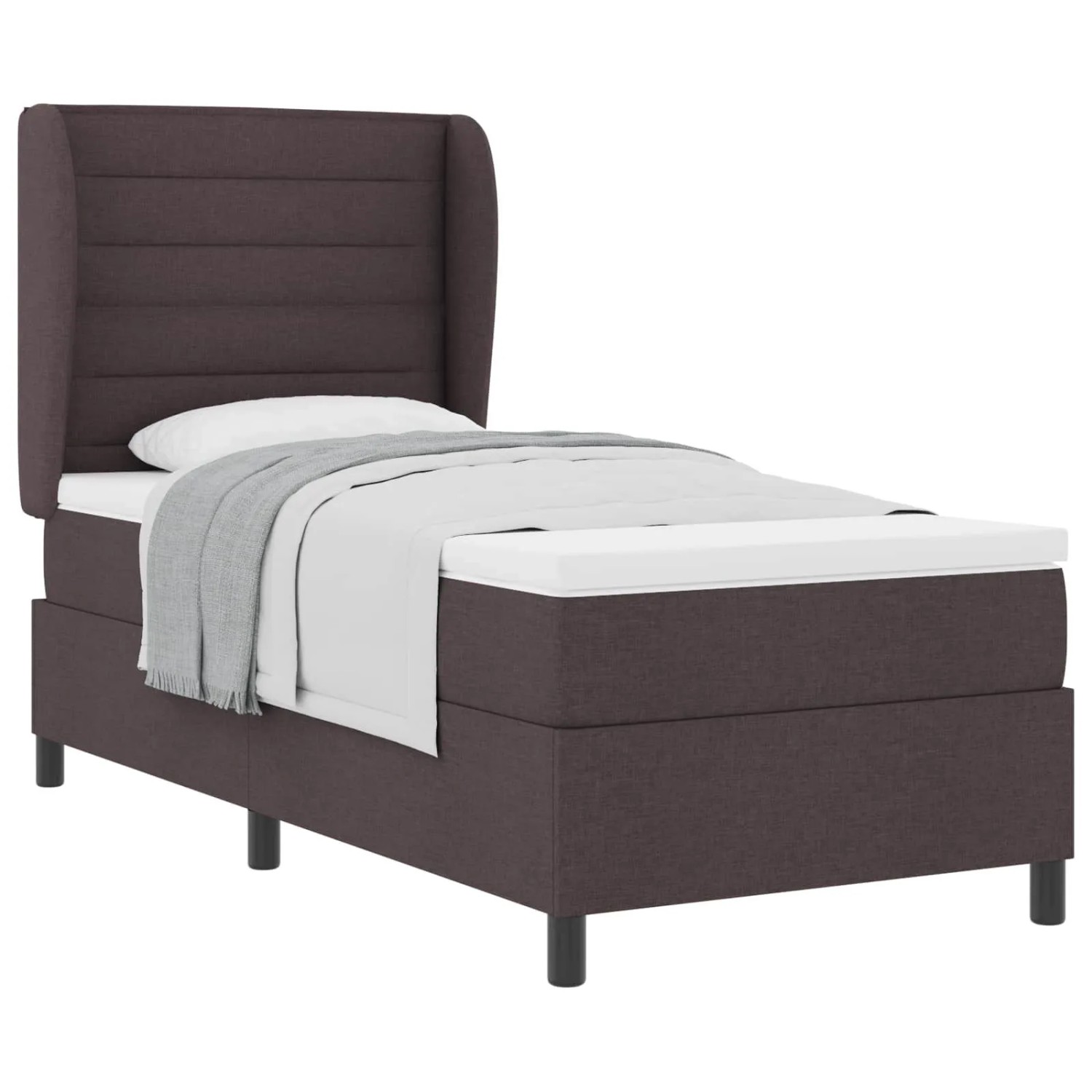 vidaXL Boxspringbett mit Matratze Dunkelbraun 90 x 190 cm Stoff 3340476
