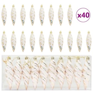 vidaXL Weihnachtliche Spiralenform Kugel 40 Stk Champagner 42018899