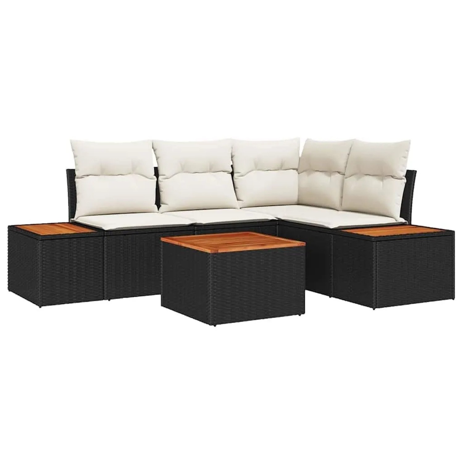 vidaXL Gartensofa-set mit Kissen 4-Tlg Schwarz und Creme Poly-Rattan 335674 günstig online kaufen