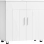 Weißer EUGAD Waschbeckenunterschrank aus MDF mit zwei Türen, silbernen Griffen und Füßen. Modernes Badmöbel.
