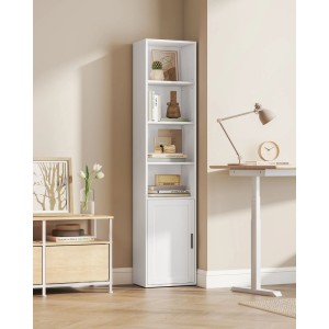 Weißes Vasagle Bücherregal (175 cm) mit Schrankfach und offenen Fächern für Büro und Wohnraum.