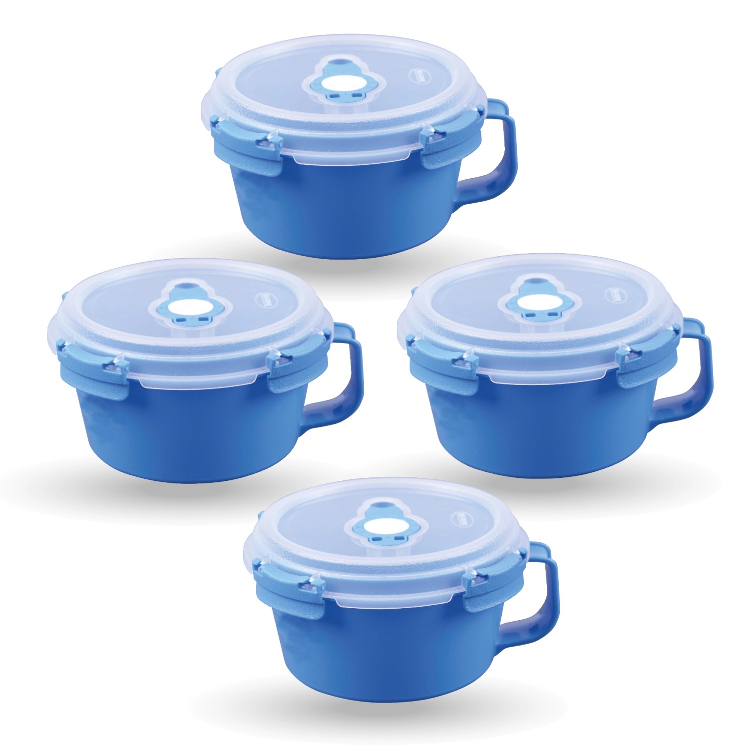 Bestlivings Frischhaltebox 0,85L Frühstücksschale Im Set Blau 4er Pack (Maße: 9cm | 13cm | 13cm)