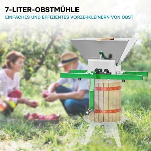 Wiltec Fruchtmühle 7L: Obstmühle, Saftpresse und Beerenpresse für die Verarbeitung von weichem Obst.