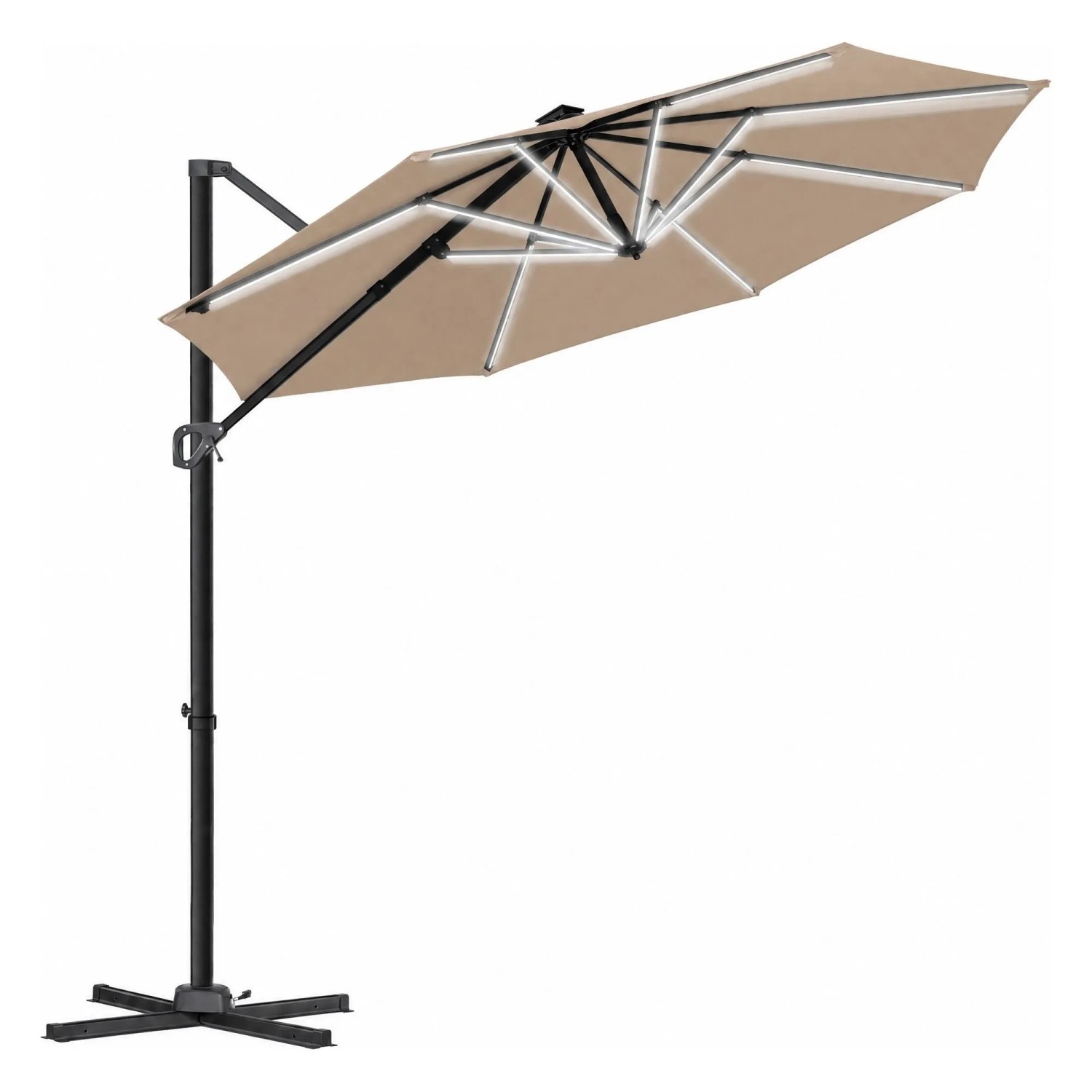 KESSER Ampelschirm SUN XL Drehbar UV50+ Ø 330 cm Taupe mit LED