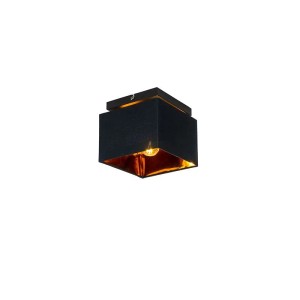 Moderne, schwarze QAZQA Deckenleuchte VT 1 mit goldfarbener Innenseite.
