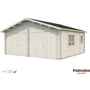 Palmako Holzgarage Roger mit Holztor, tauchgrundiert, 575x510 cm.