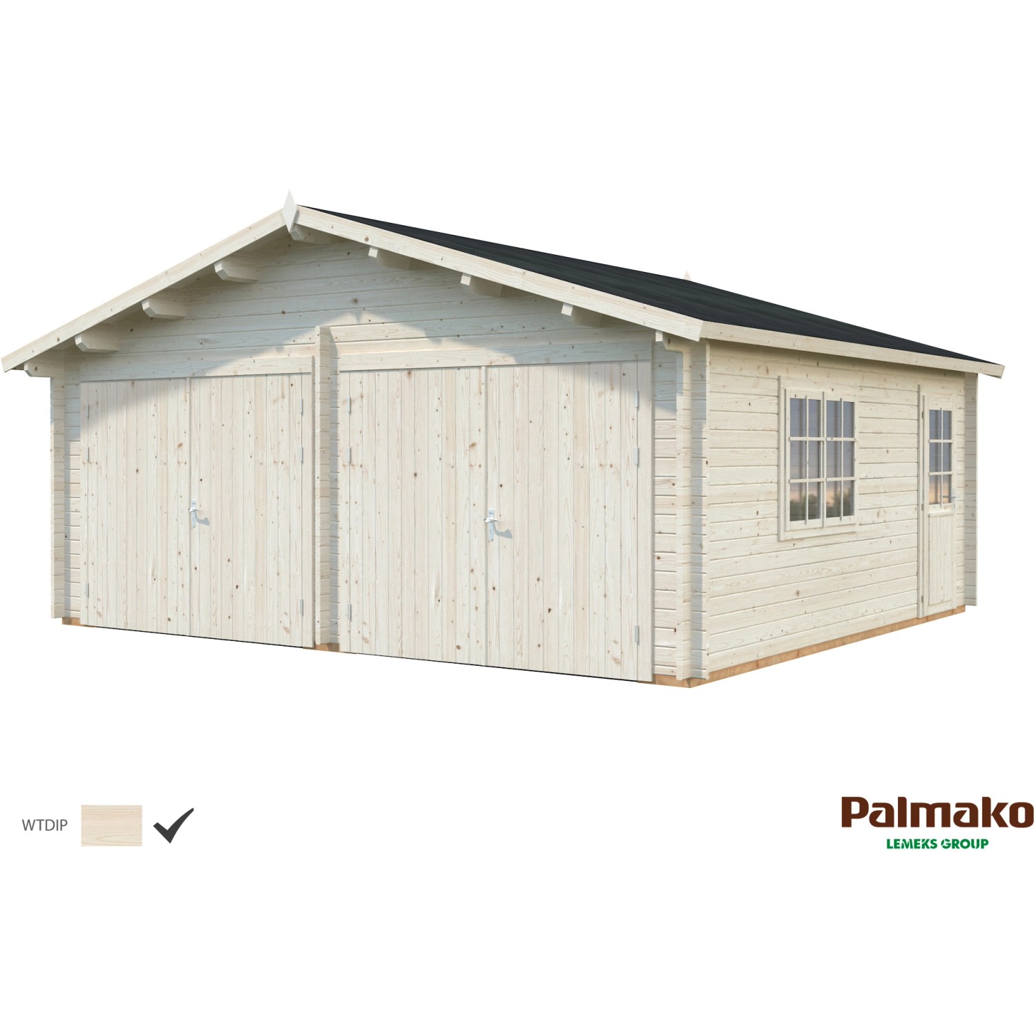 Palmako Holzgarage Roger mit Holztor Klar tauchgrundiert 575 cm x 510 cm günstig online kaufen