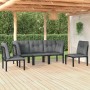 vidaXL 5-tlg. Garten Lounge Set aus Poly Rattan in Schwarz und Grau mit Polstern.