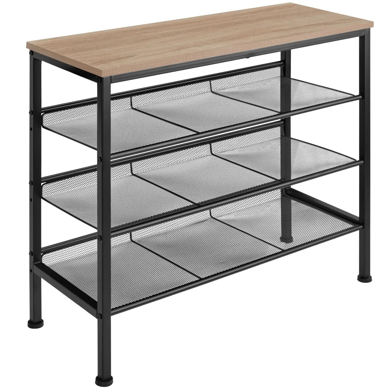 Tectake Schuhregal Wolverhampton Industrial Style Holz und Stahl  75 50 x 30 50 x 69 50 cm Industrial Holz Hell  Eiche Sonoma