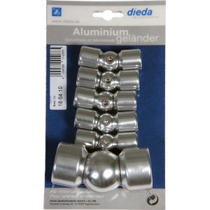Dieda Eckverbindungsset, 5 Aluminium Gelenke für Treppengeländer, eloxiert.