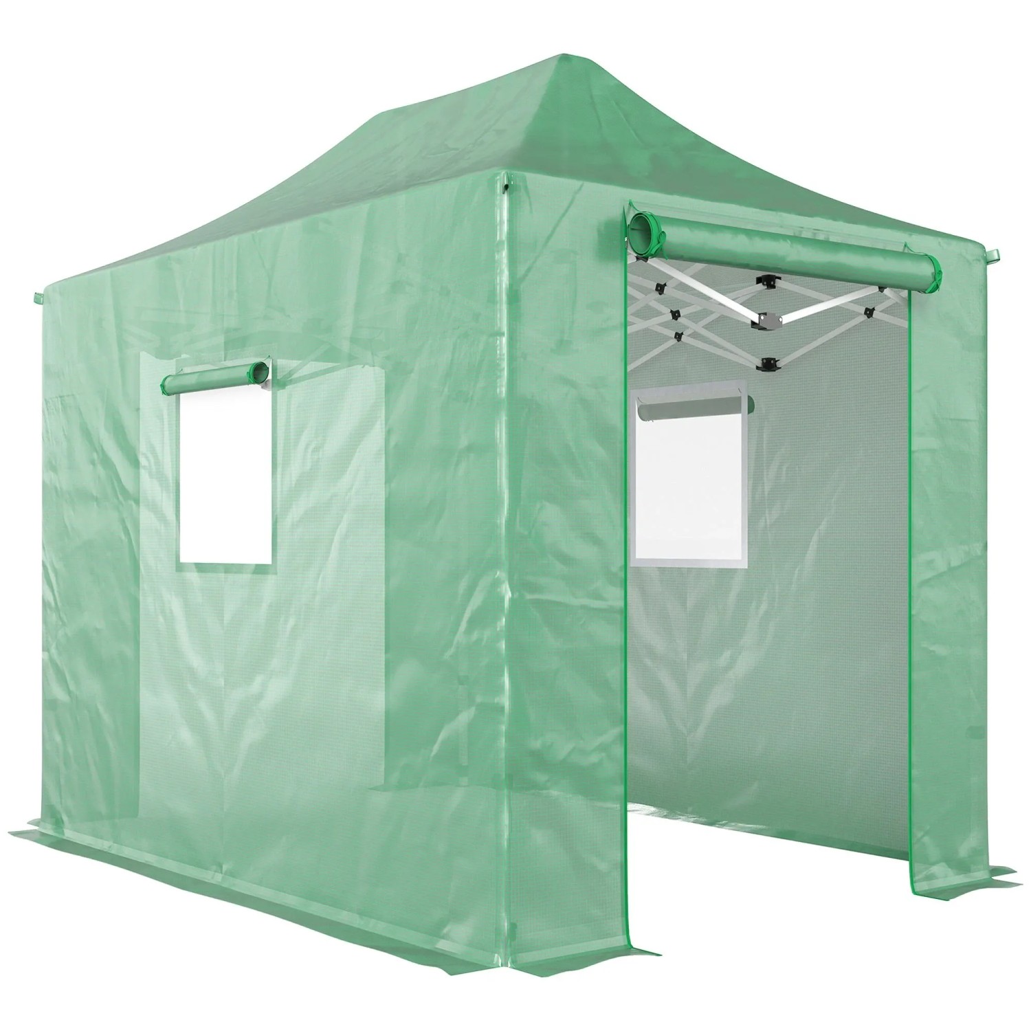 Furnicato Pop Up Gewächshaus Ca  200x300x270 Cm Faltbar Foliengewächshaus Mit Satteldach Reißverschlusstüren Und  Fenstern