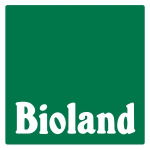 Bioland Logo auf grünem Hintergrund
