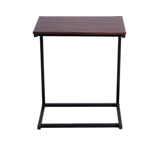 Costway C-förmig Beistelltisch Laptoptisch Metall 55x35x65cm Braun