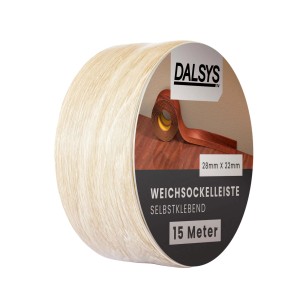 Dalsys Weichsockelleiste, selbstklebend, 15m, Eiche Hell Dekor für Boden und Wand.