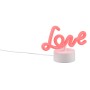 Weiße LED-Tischleuchte Amor mit rosafarbenem "Love" Schriftzug, ideal als Deko-Lampe.