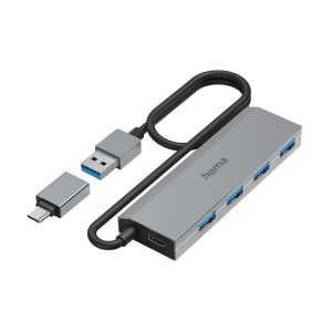 Hama USB-Hub mit 4 Ports, USB-C Adapter und Netzteil für Computer & Multimedia Zubehör.