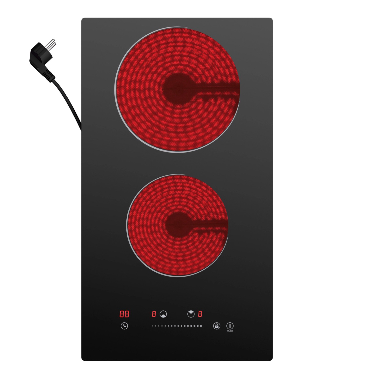 CDV Glaskeramik-Kochfeld 30 cm 2 Zonen 9 Stufen 3000 W CDVER302