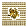 200 goldene, selbstklebende Geschenkschleifen. Eine große Zierschleife umgeben von vielen kleinen Dekoschleifen für Weihnachten & Geschenke.