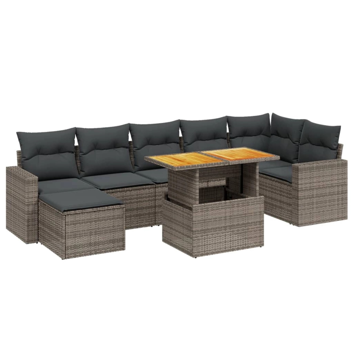 vidaXL 8-Tlg Garten-Sofagarnitur mit Kissen Grau Poly Rattan 3275601 günstig online kaufen