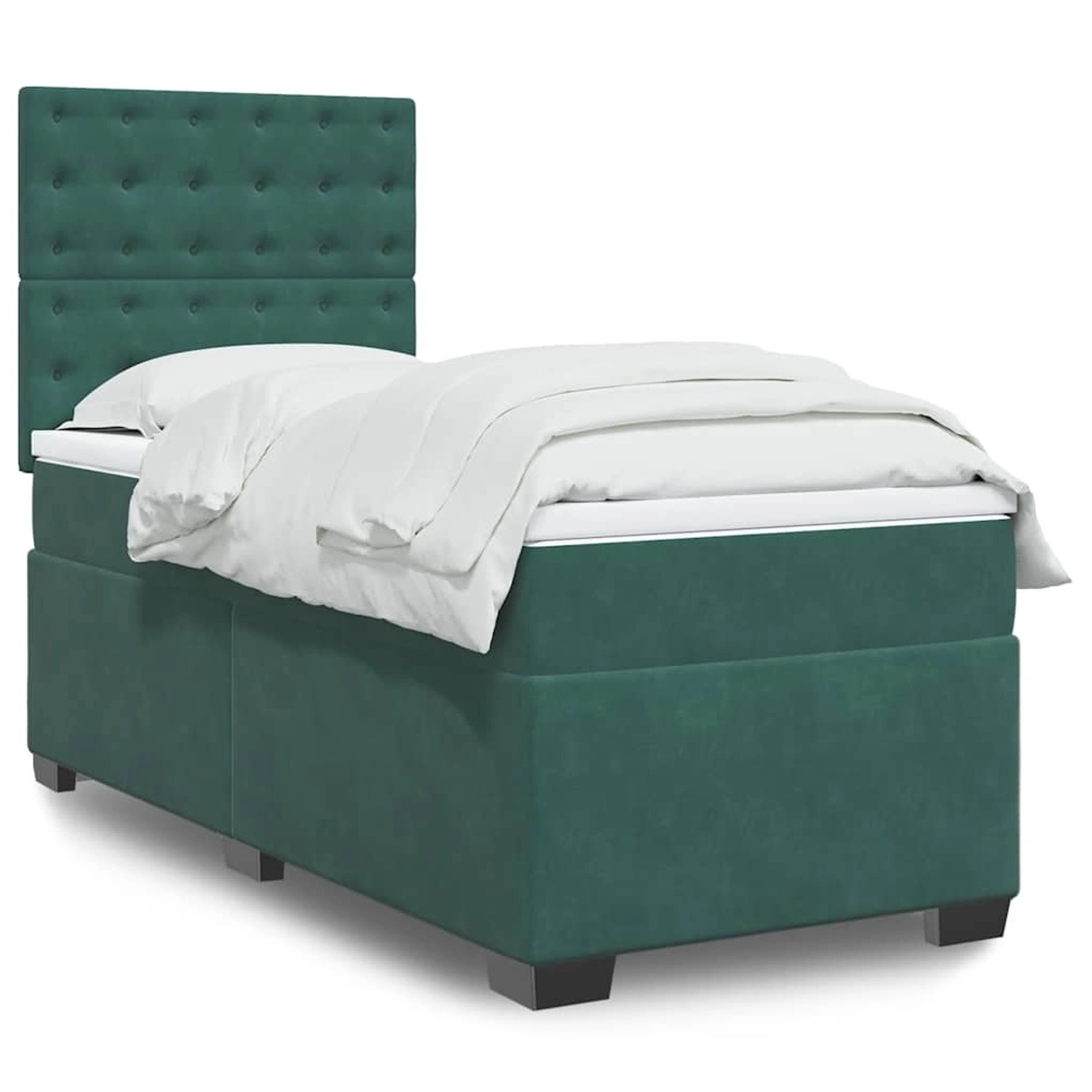 vidaXL Boxspringbett mit Matratze Dunkelgrün 90x190 cm Samt 3293101 günstig online kaufen
