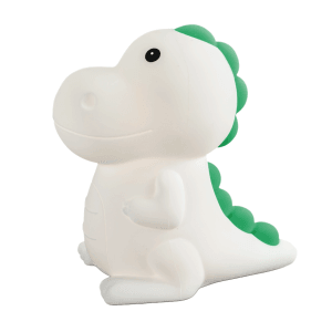 X4-Life LED-Nachtlicht Dino, weiß mit grünen Akzenten, 13,5 cm hoch. Nachtlampe für Kinder.