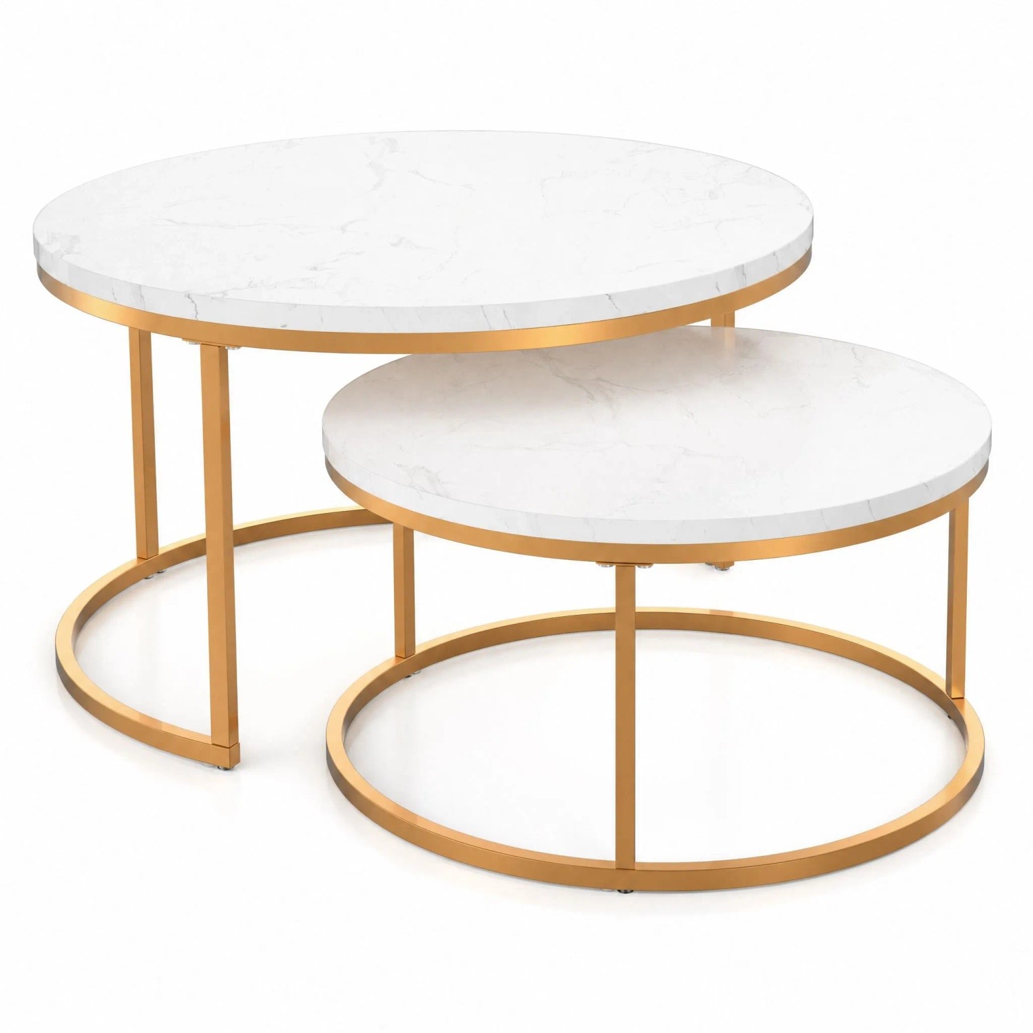 okwish Couchtisch mit MDF Satztisch 2er-Set Wohnzimmer 87x 87x13cm Gold