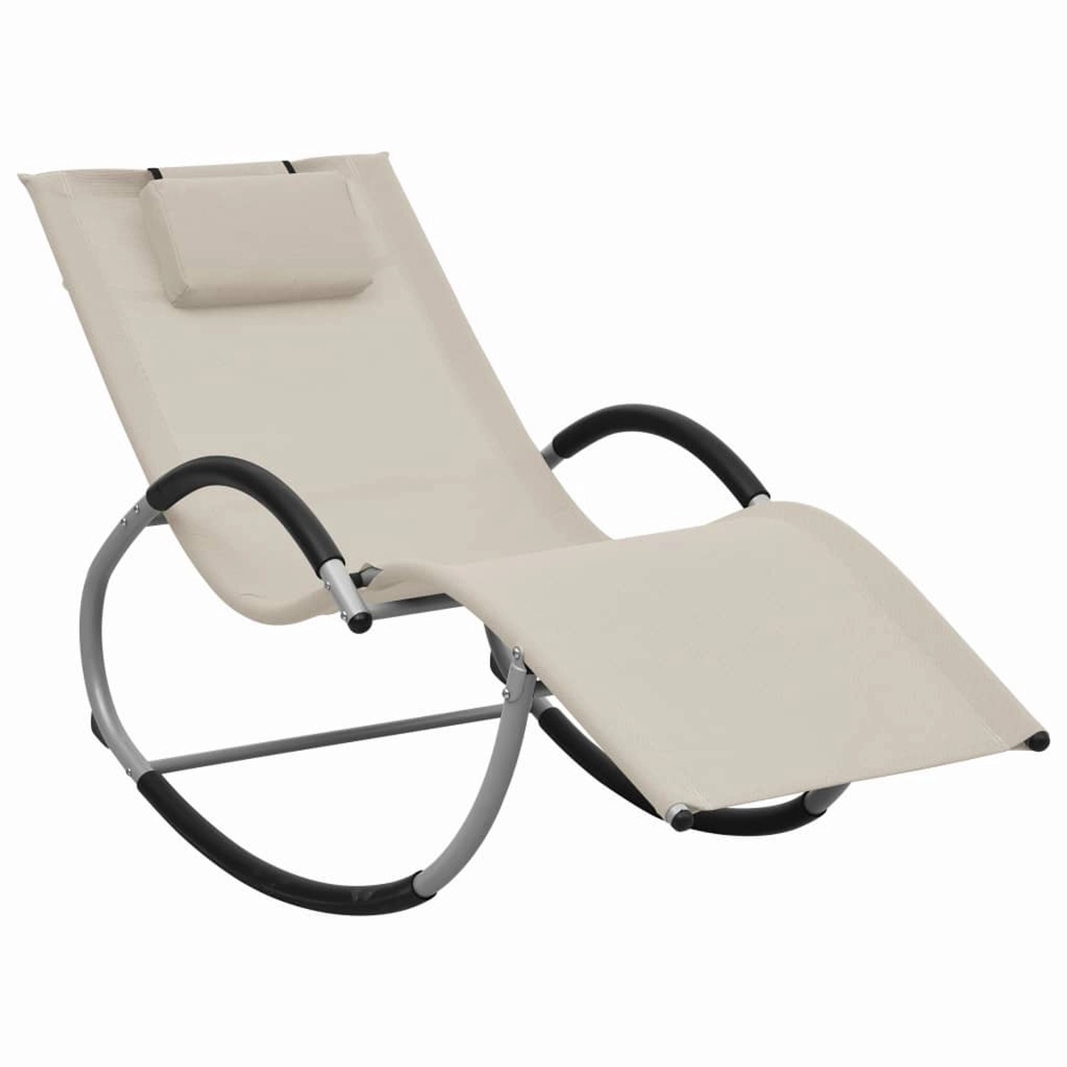 vidaXL Sonnenliege mit Kissen Creme Textilene 47789