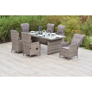 Merxx Riviera 13-tlg. Gartenmöbel-Set mit 6 Sesseln und Tisch (200x100 cm).
