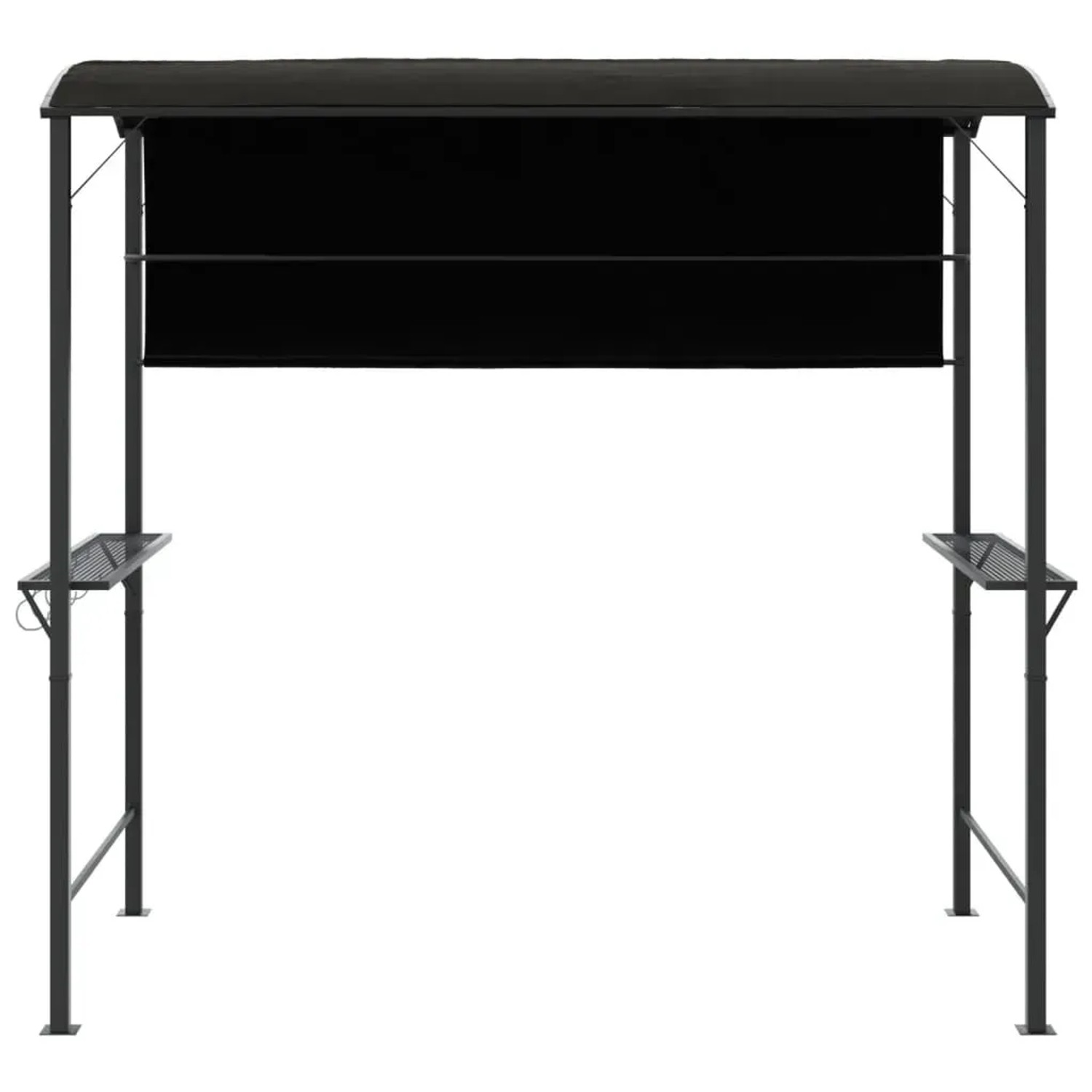 Anthrazitfarbener vidaXL Pavillon 220x110x200 cm mit Dach und Ablageflächen.