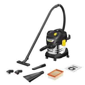 Kärcher Nass-Trockensauger WD 4 S Go!Further mit Zubehör, 20 l Edelstahlbehälter, 1100 W.