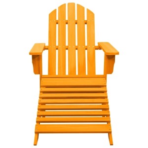 Orangefarbener Adirondack Gartenstuhl mit Fußteil aus Tannenholz.