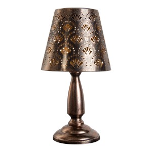 Näve LED-Solar-Tischleuchte Elsa in Alt-Messing mit filigranem Muster für stimmungsvolle Beleuchtung.