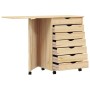 vidaXL Rollwagen mit Schreibtisch MOSS Klarlack 105,5 x 39 x 74,5 cm 42032404_4