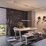Esszimmer mit URail Schienensystem und Paulmann LED-Spot Discus in Chrom matt.