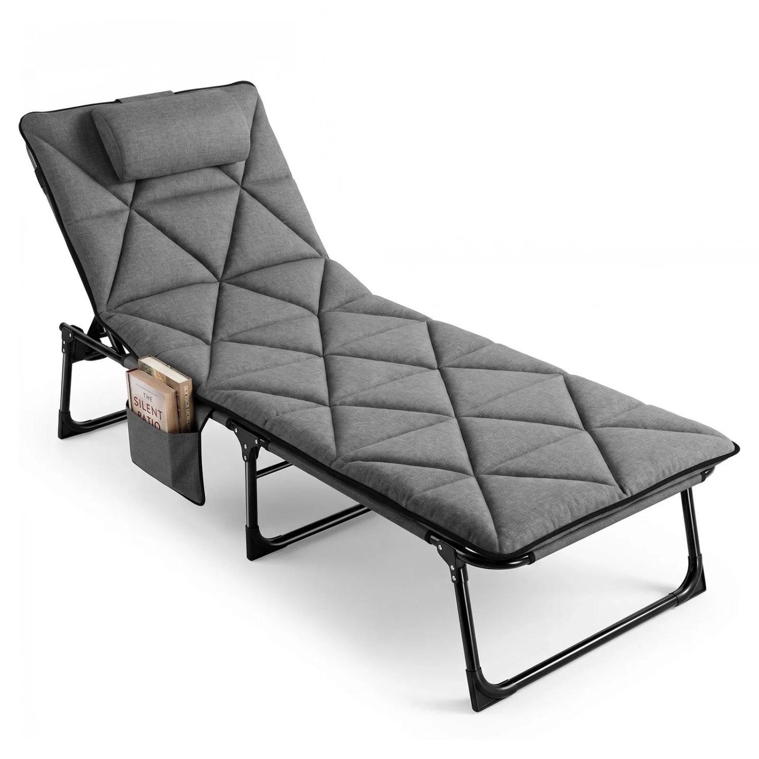 Sekey 6-Fach Verstellbar Campingbett Klappbar Feldbett mit Matratze Grau