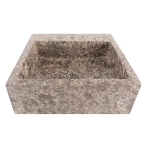 Wohnfreuden Marmor Waschbecken Kaja 40 cm Grau Eckig Mit Armaturloch