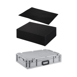 Eurobox NextGen Portable mit Schaumstoffeinlage, Rasterschaumstoff und Eurobehälter Transportbox.