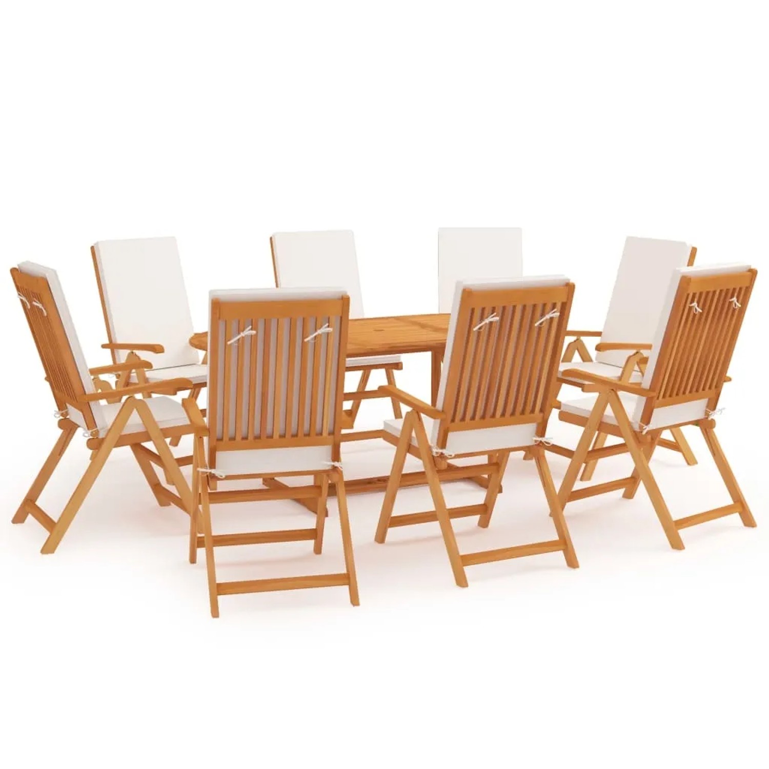 vidaXL 9-Tlg Garten-Essgruppe mit Kissen Massivholz Teak 3059558