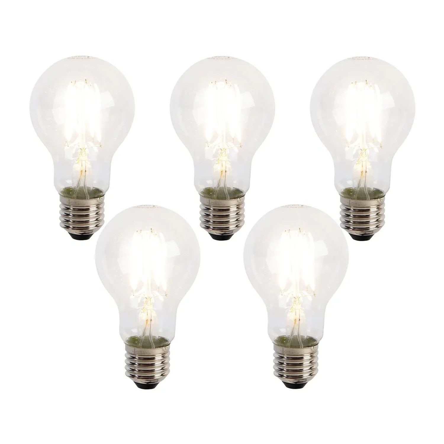 LUEDD Set mit 5 E27 LED Filament Glühbirnen A60 Dämmerungssensor 4W 470lm 2700K
