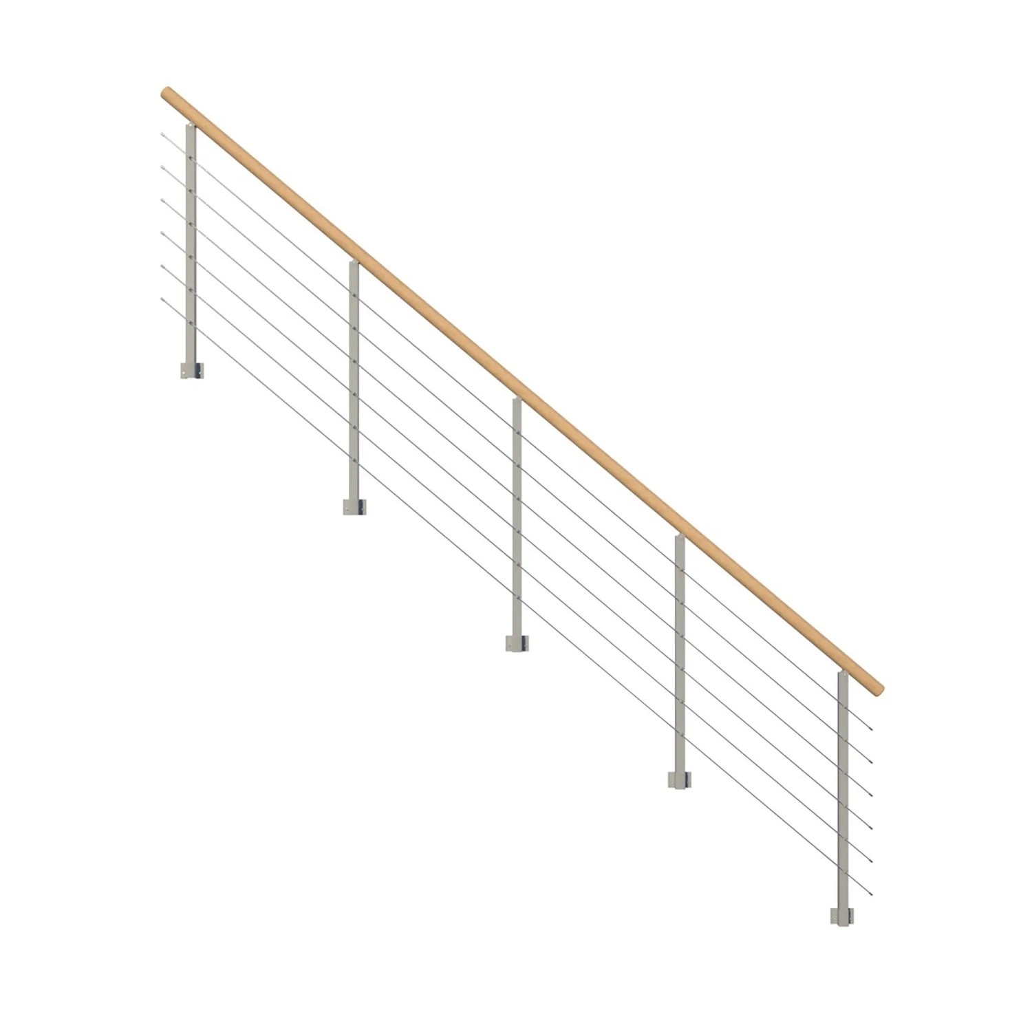 StarWood Metallgeländer Kos mit Rundhandlauf Eiche 325 cm Grau FSC® günstig online kaufen