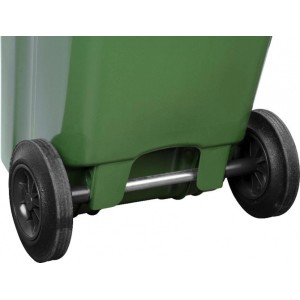 Grüne PROREGAL Mülltonne, 120 Liter, mit Rädern aus HDPE-Kunststoff.