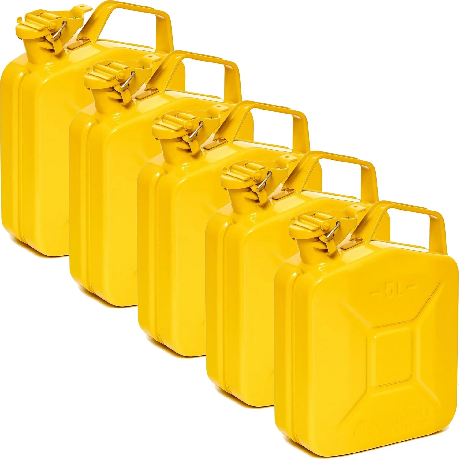 BW Kraftstoffkanister Metall Benzinkanister 5x 5 Liter Gelb RAL 1018 TÜV-geprüft und UN-Zulassung Made in Europe