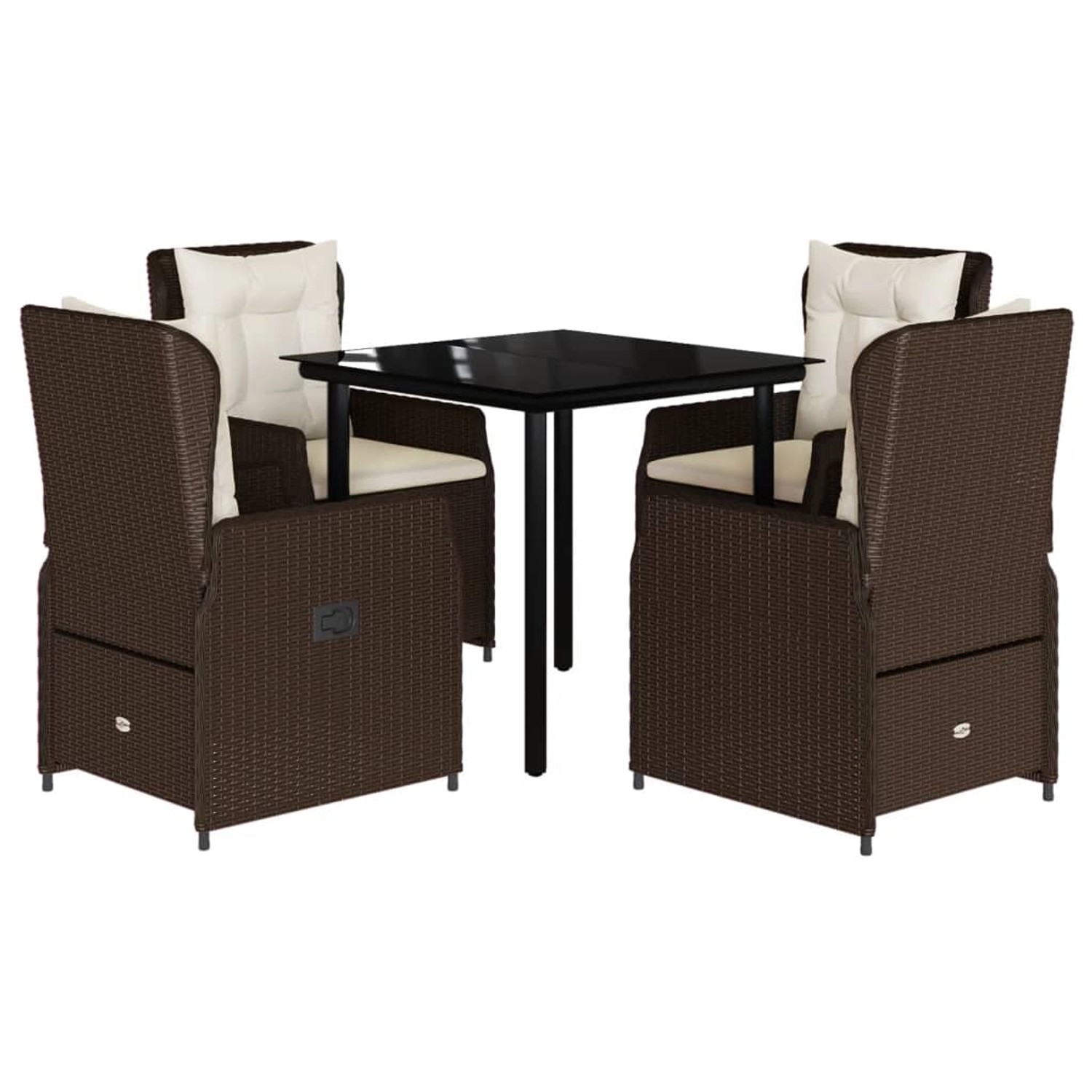 vidaXL 5-Tlg Garten-Essgruppe mit Kissen Braun Poly Rattan 3262848 günstig online kaufen