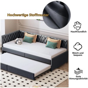 PXloue Ausziehbares Tagesbett 90/180x200cm Schlafsofa Sofabett aus Samt Grau