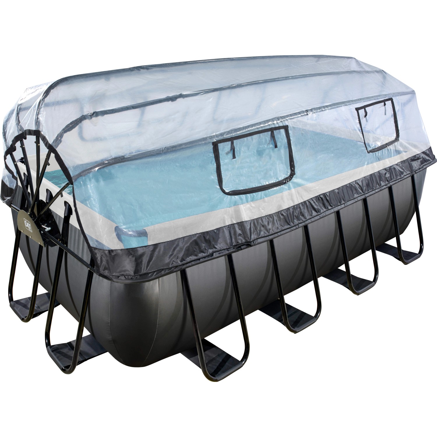 Exit Black Leather Pool Schwarz 400x200x122 cm Sandfilterp., Abdeckung, Wär günstig online kaufen