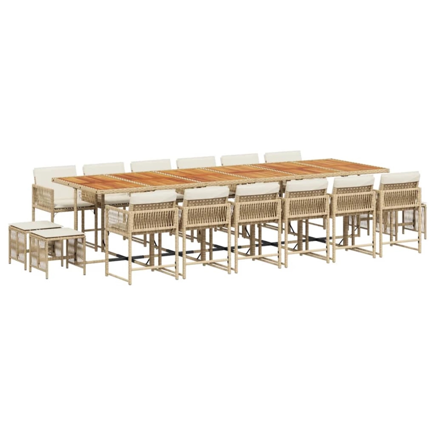 vidaXL 17-Tlg Garten-Essgruppe mit Kissen Beige Poly Rattan 3211552 günstig online kaufen