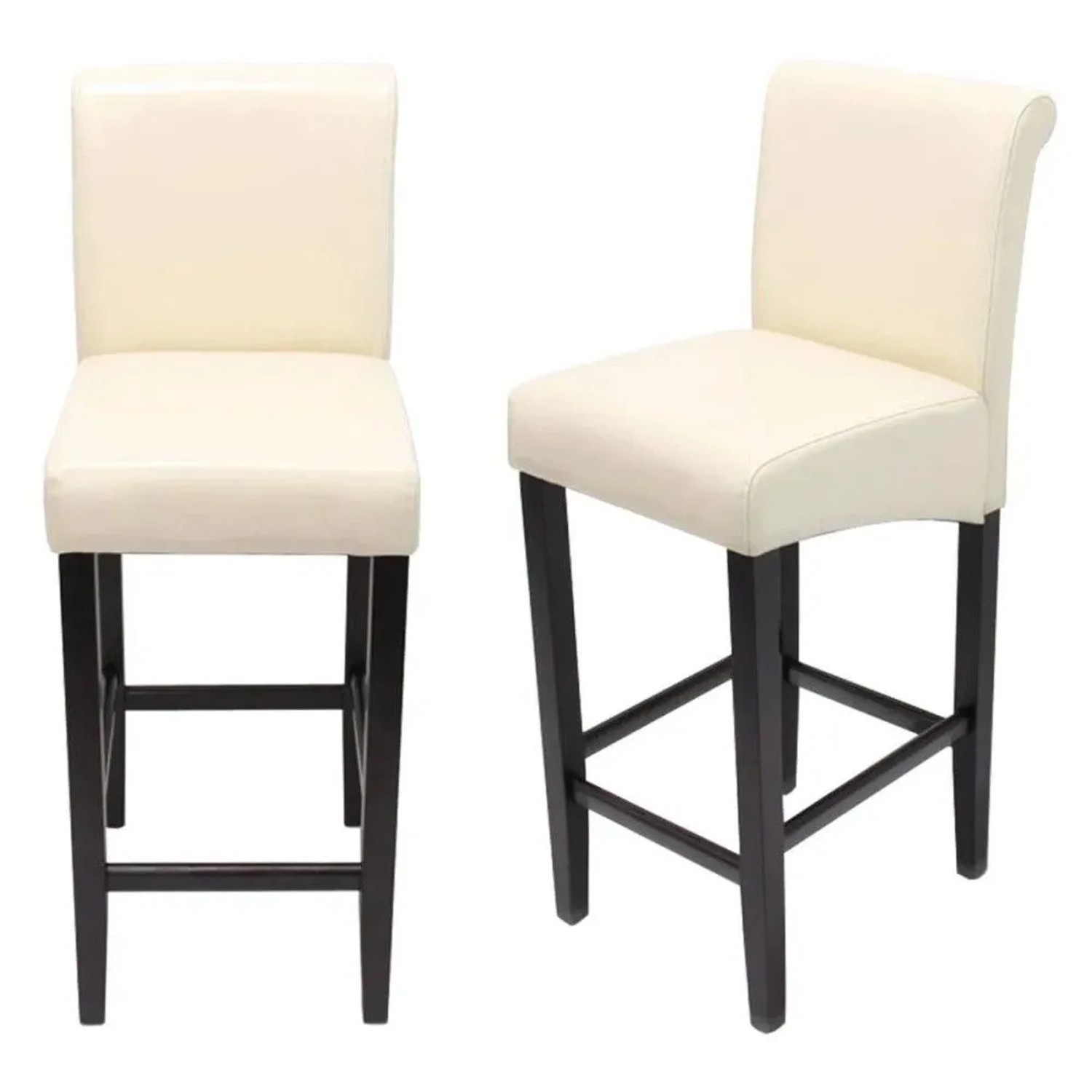 MCW Barhocker C33 2er-Set Creme Dunkle Beine Leder