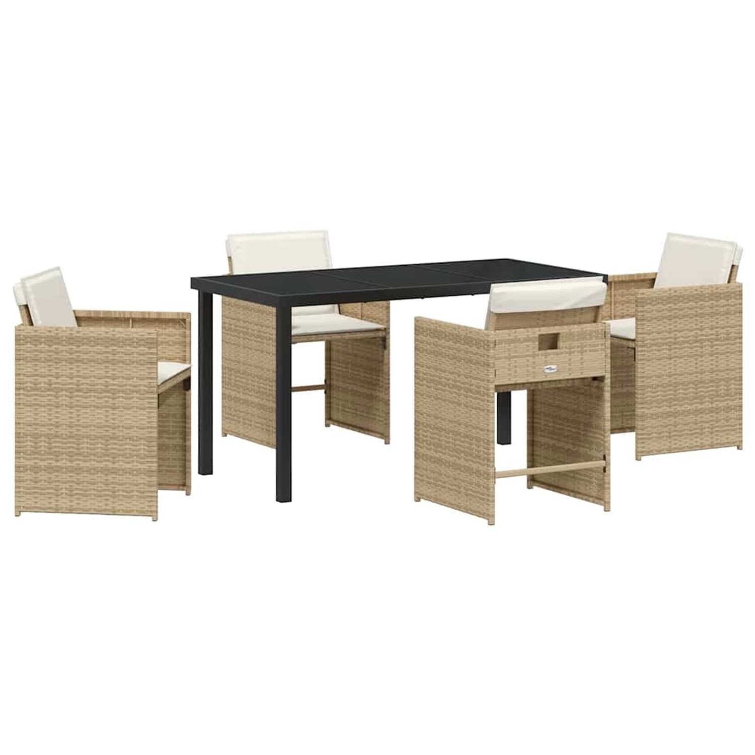 vidaXL 5-Teilige Garten-Essgruppe mit Kissen Beige Poly Rattan 3379989 günstig online kaufen