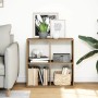 vidaXL Raumteiler-Bücherregal Artisan-Eiche, 4 Fächer, mit Büchern und Deko in modernem Wohnambiente.