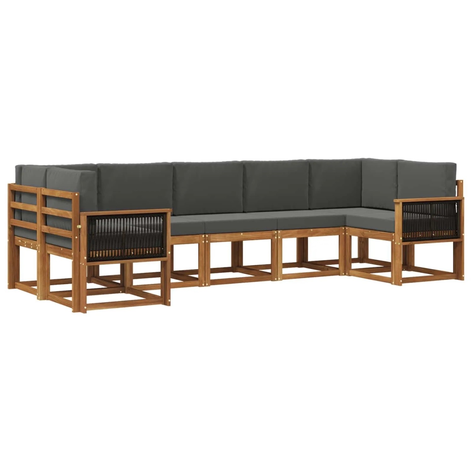 vidaXL Outdoor-Sofagarnitur mit Kissen 7 Stk Natur und Anthrazit 3385513